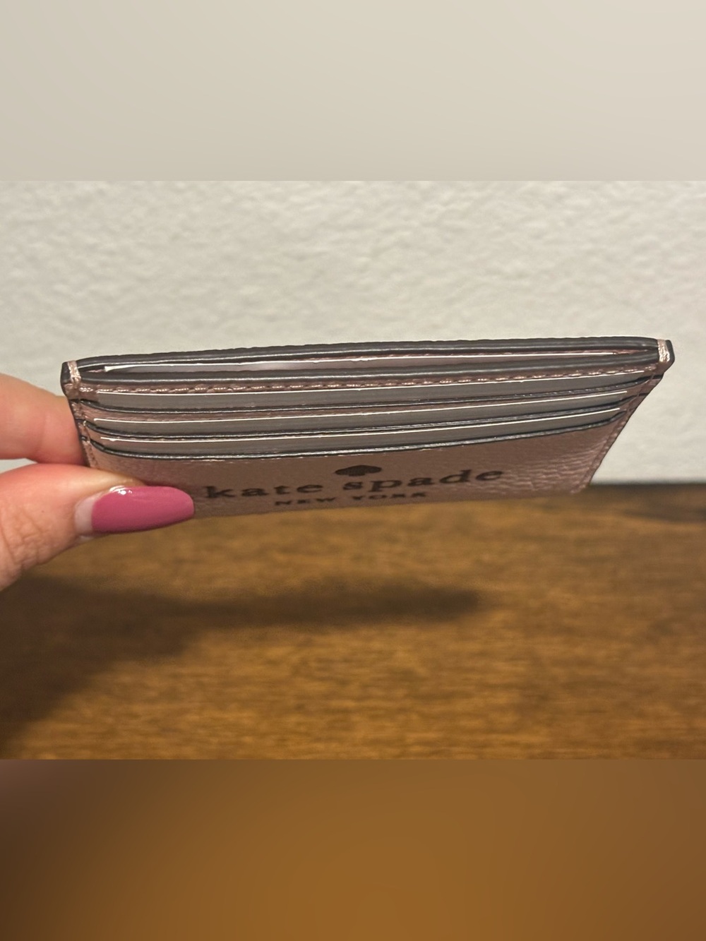 kate spade Blush Pink Pebbled Leather Card Slot Holder - Picture 5 of 8